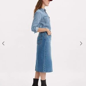 Levi's Light Blue Denim Midi Skirt